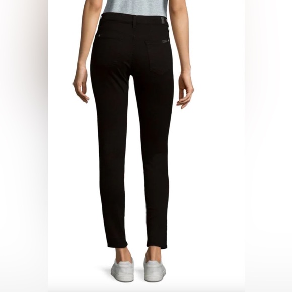 7 FOR ALL MANKIND BLACK MID RISE SKINNY JEANS Size 28 - Picture 5 of 7